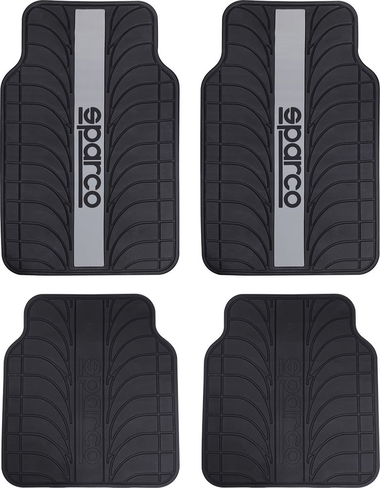 foto del prodotto set spc1913 completo tappetini auto in pvc universale nero grigio