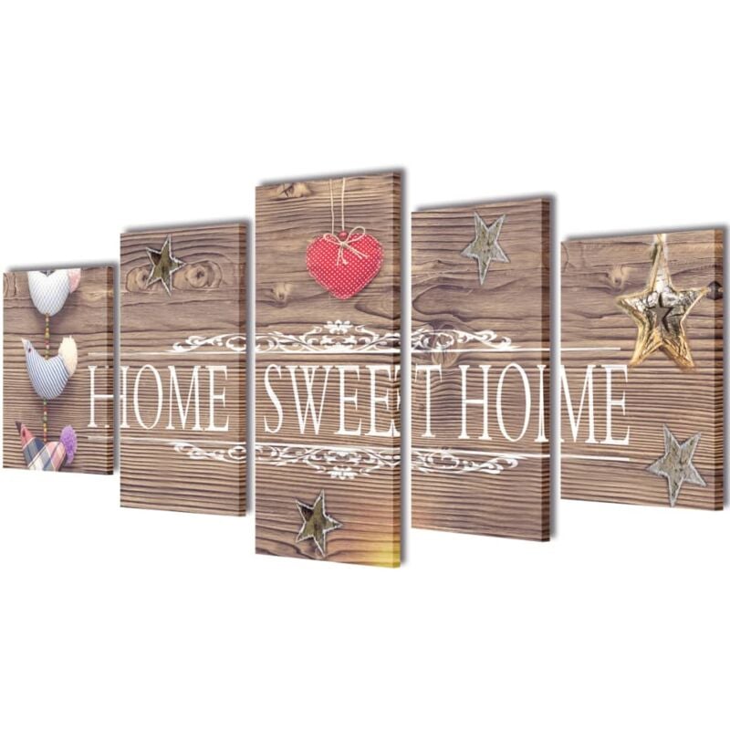foto del prodotto set stampa su tela da muro 5 pz home sweet home 100 x 50 cm vidaxl