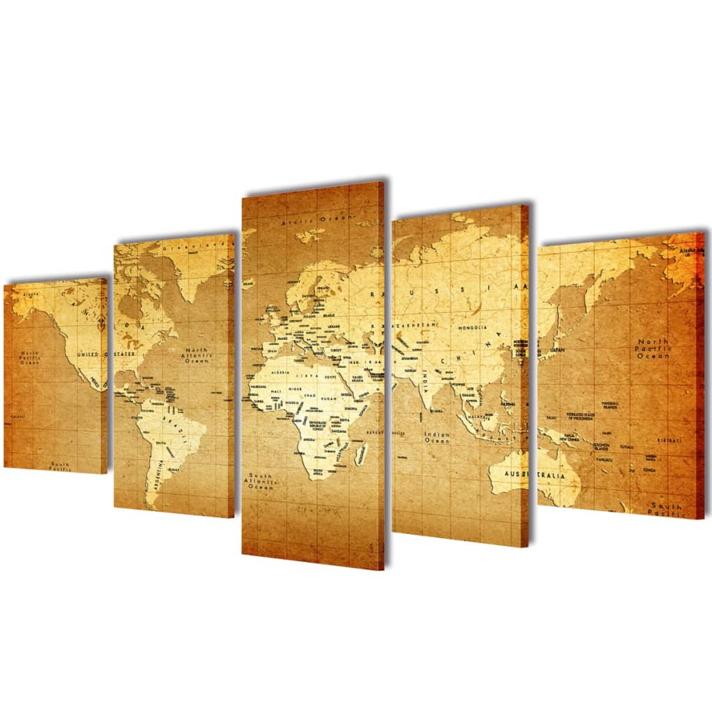 foto del prodotto set stampa su tela da muro mappa del mondo 200 x 100 cm cod mxl 51195