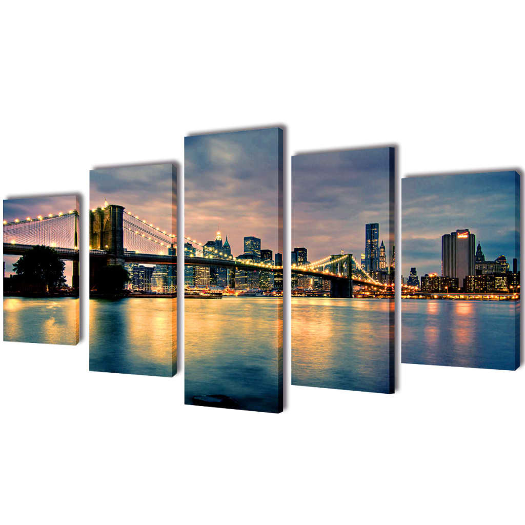 foto del prodotto set stampa su tela da muro vista ponte di brooklyn 200x100 cm
