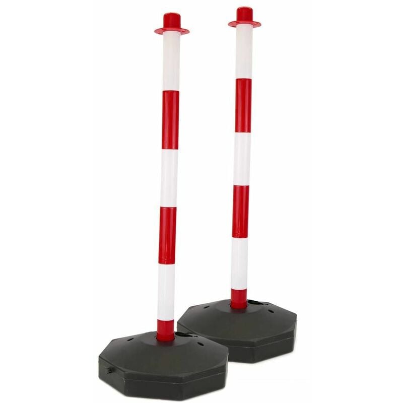 foto del prodotto set stradale con paletti e catena in plastica per delimitazione e gestione code