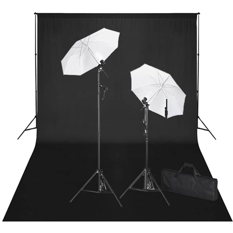 foto del prodotto set studio fotografico fondale nero 600x300 cm e luci vidaxl