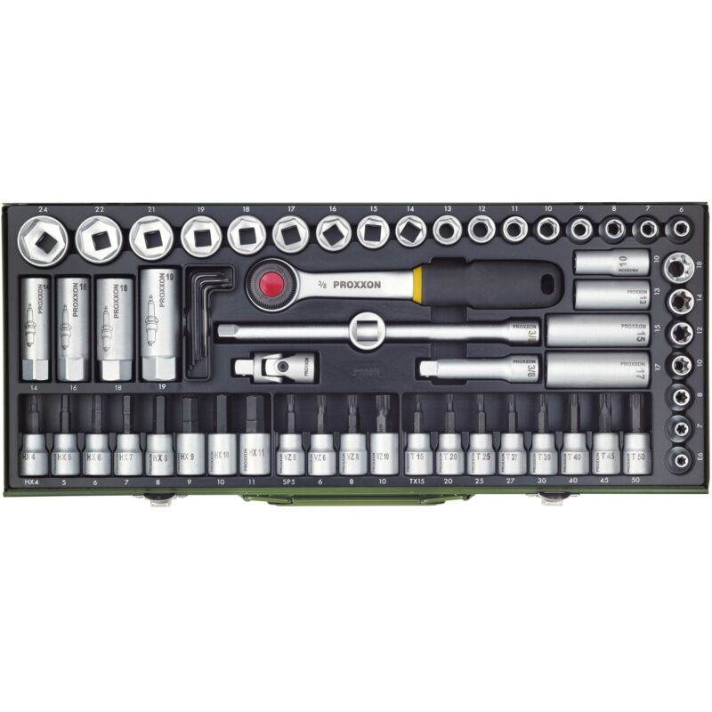 foto del prodotto set super compatto proxxon con cricchetto da 3 8 , 65 pezzi
