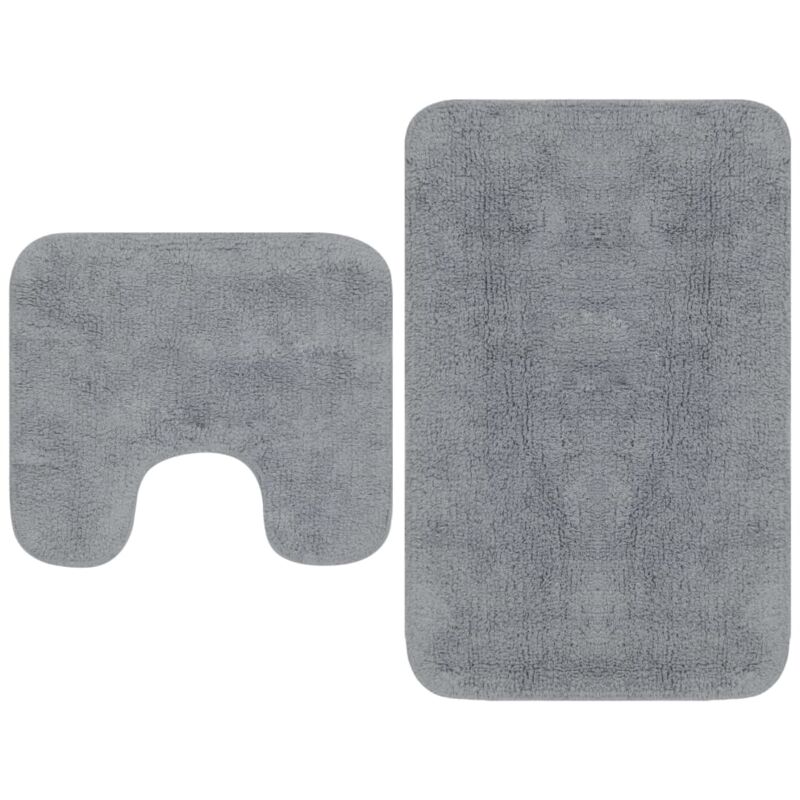 foto del prodotto set tappetini per bagno 2 pz in tessuto grigio