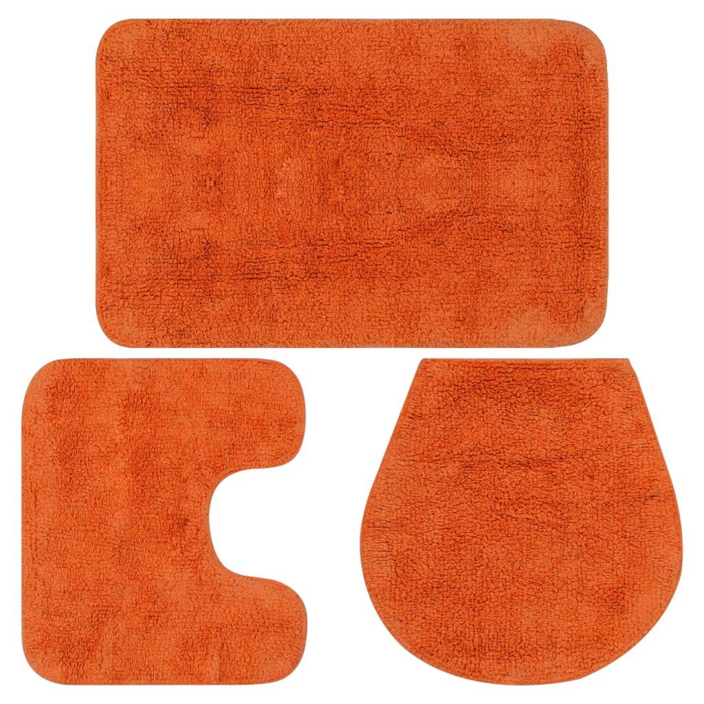 foto del prodotto set tappetini per bagno 3 pz in tessuto arancione vidaxl