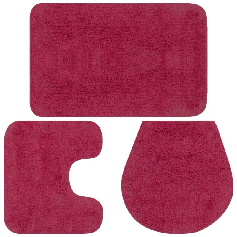 foto del prodotto set tappetini per bagno 3 pz in tessuto fucsia