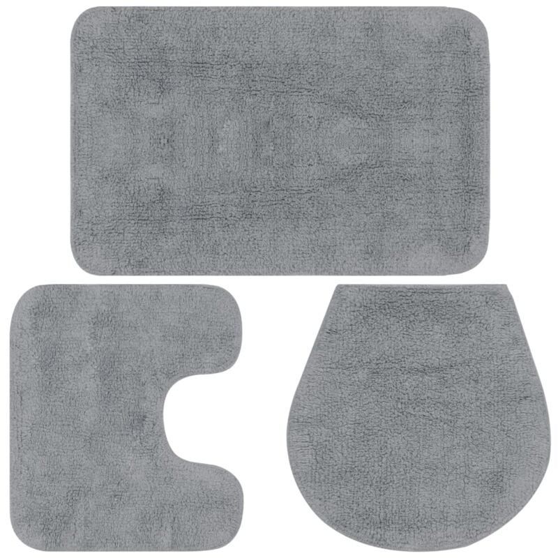 foto del prodotto set tappetini per bagno 3 pz in tessuto grigio vidaxl