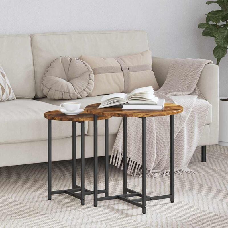 foto del prodotto set tavolini 2 pcs rovere affumicato e nero 50 x 50 x 50 cm vidaxl
