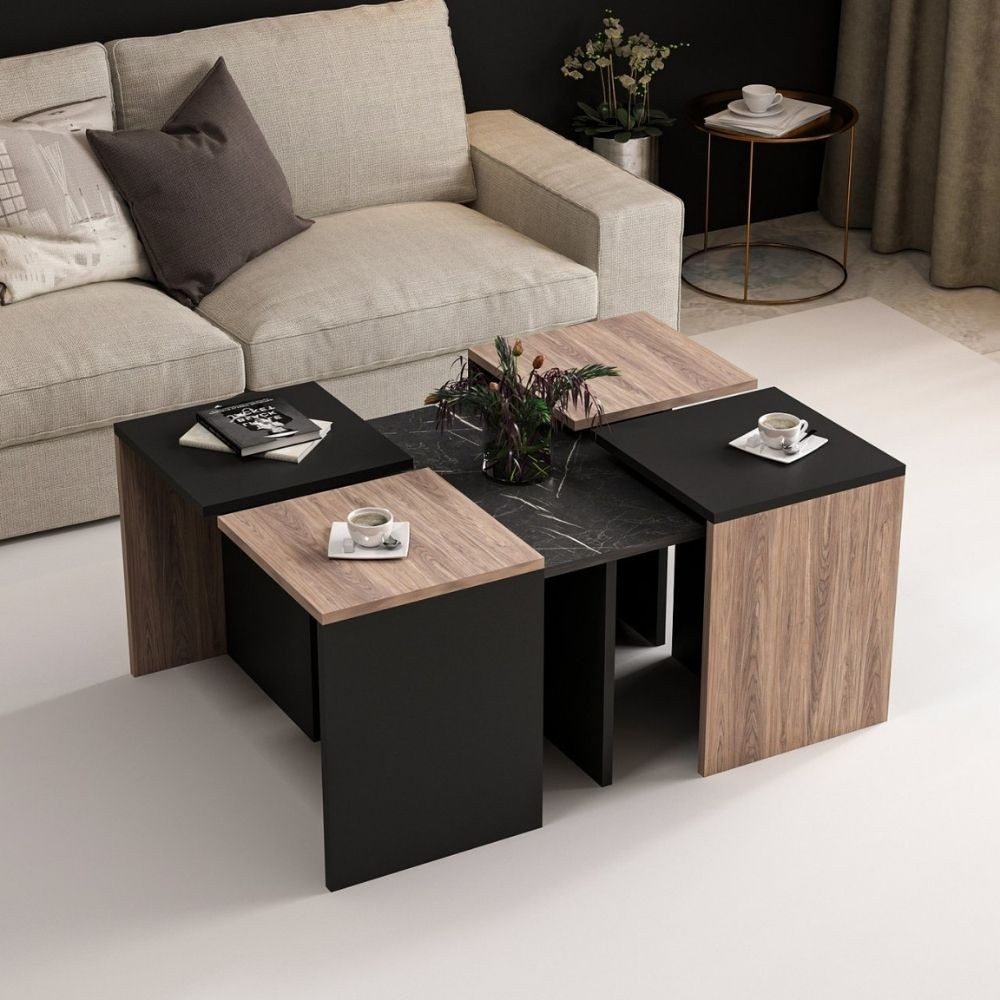 foto del prodotto set tavolini 60x60xh.42 cm owentav nero/noce