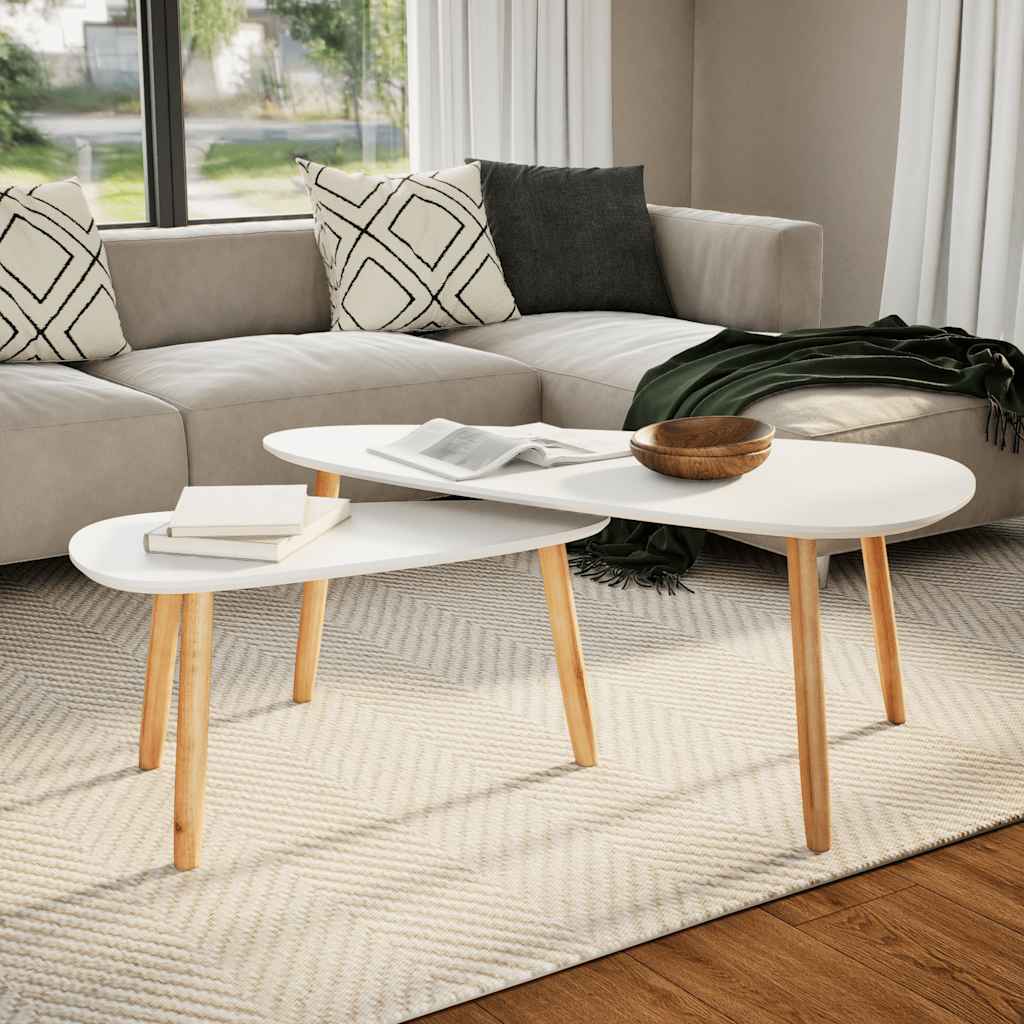 foto del prodotto set tavolini salotto 2pz in legno massello massello pino bianco vidaxl
