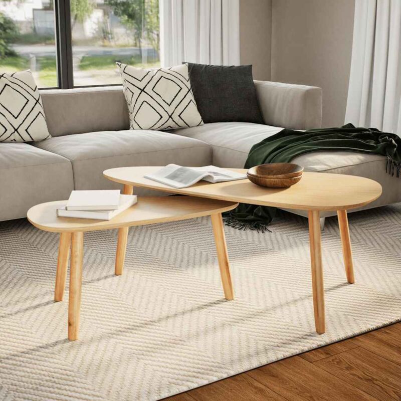 foto del prodotto set tavolini salotto 2pz legno massello massello pino marrone vidaxl
