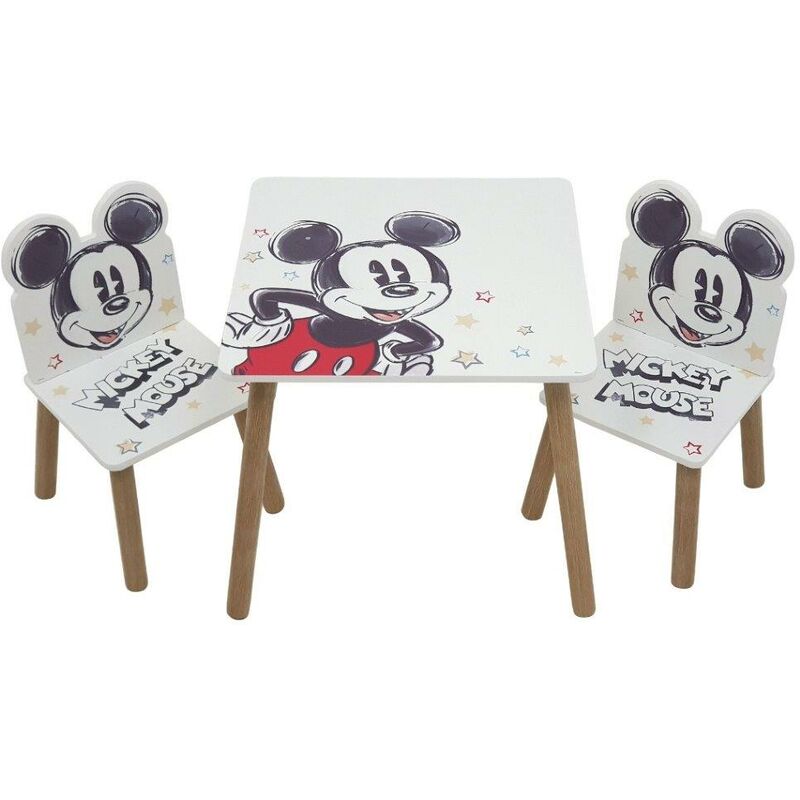 foto del prodotto set tavolino con 2 sedie in legno mickey natural