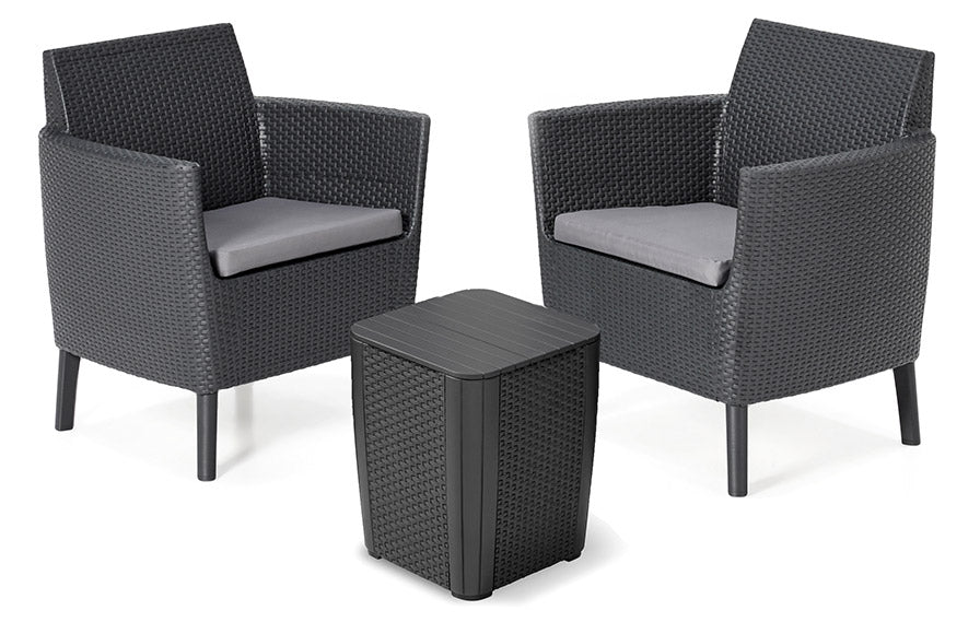 foto del prodotto set tavolino e 2 poltrone da giardino effetto rattan keter salemo balcony antracite