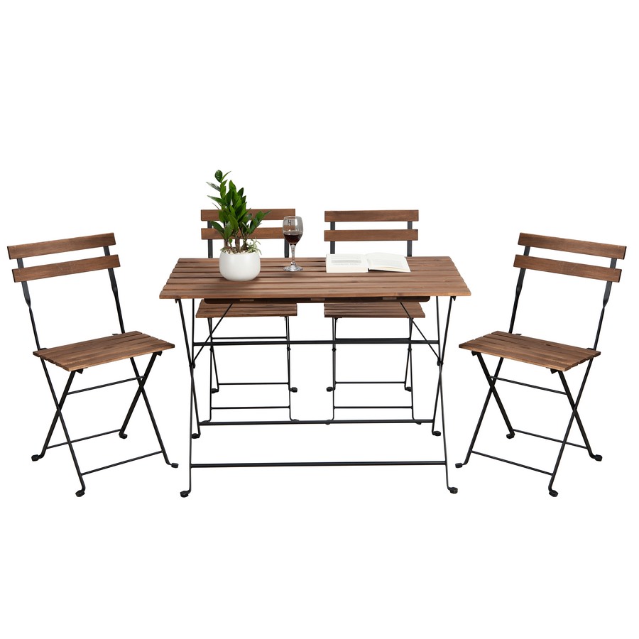 foto del prodotto set tavolino e 2 sedie pieghevoli da giardino bistrot nero