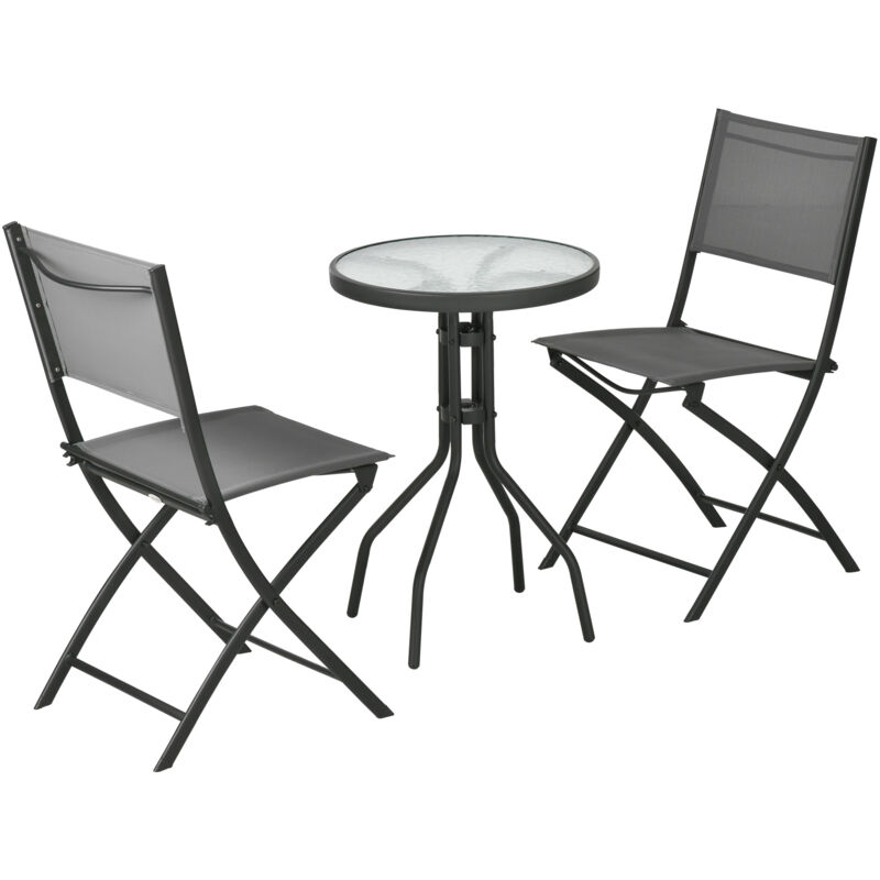 foto del prodotto set tavolino e sedie da giardino 3pz in acciaio per esterni outsunny