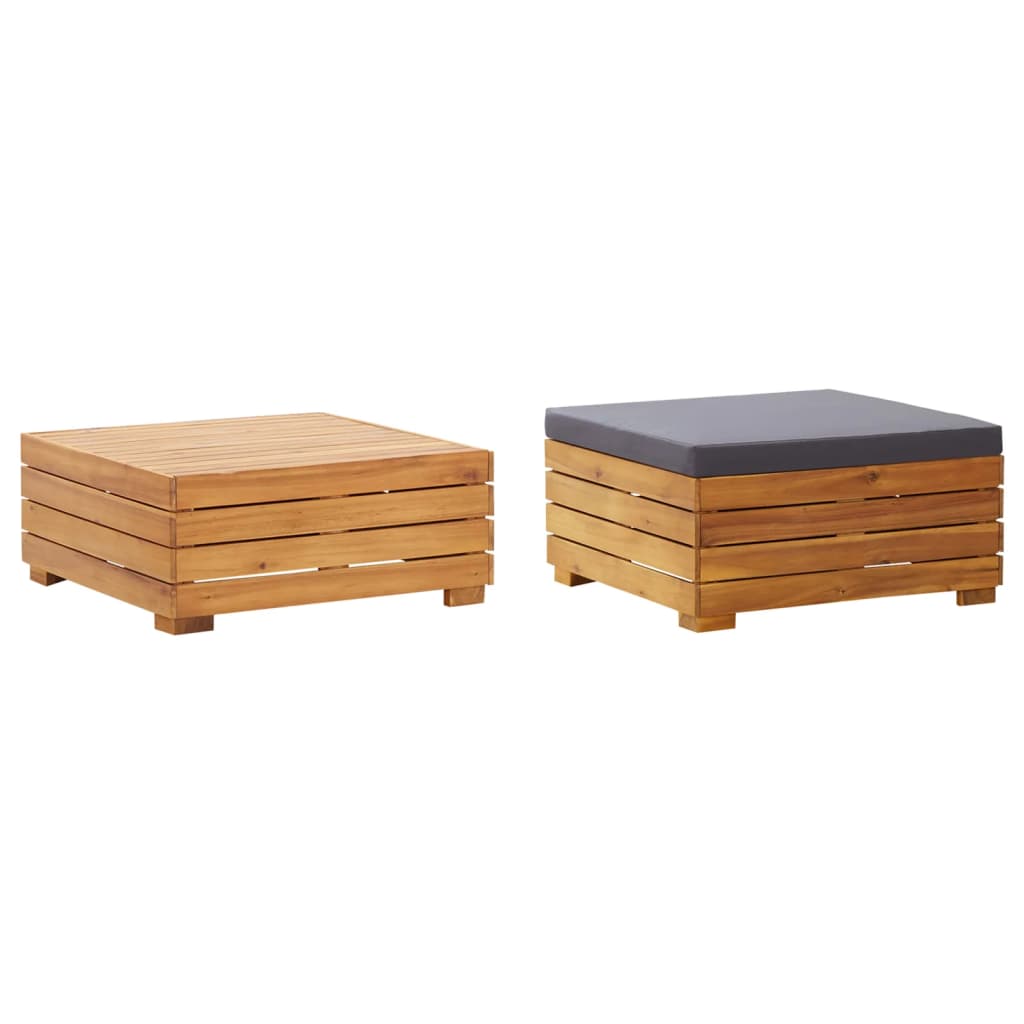 foto del prodotto set tavolino poggiapiedi da giardino cuscino massello d 39 acacia cod mxl 73445