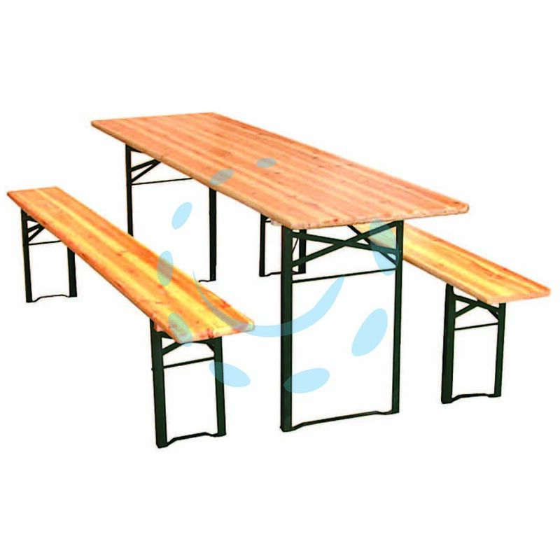 foto del prodotto set tavolo 2 panche birreria 2 gambe tavolo cm.200x60x77h. panche cm.200x25x47h.
