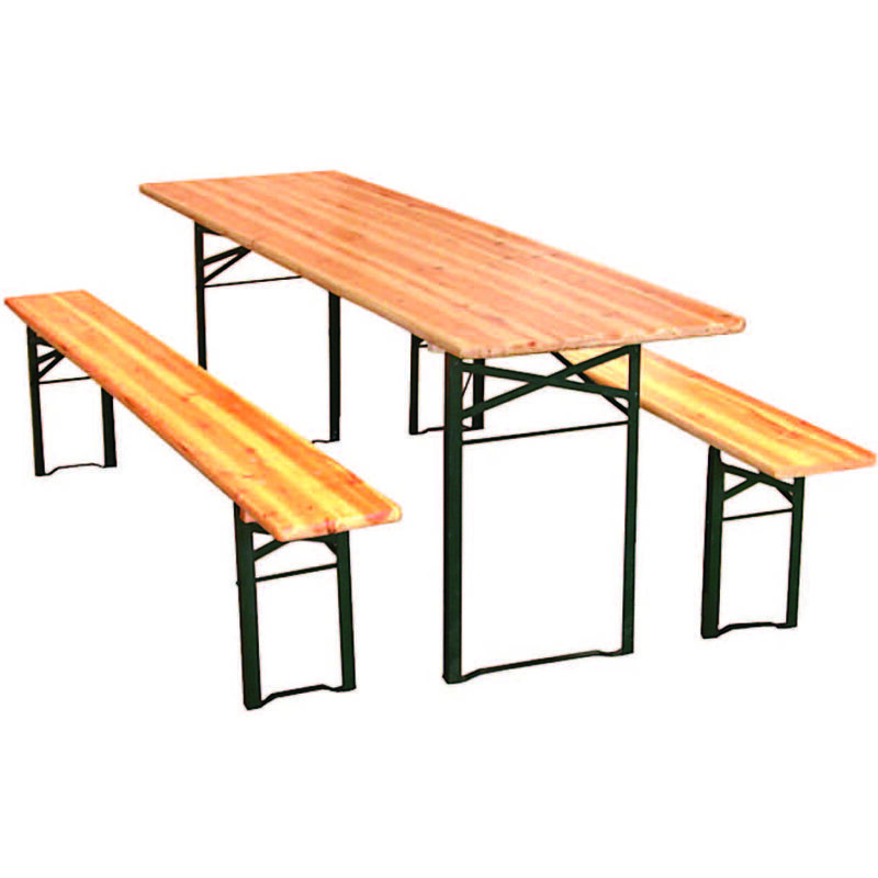 foto del prodotto set tavolo 2 panche birreria 2 gambe tavolo cm.220x70x77h. panche cm.220x25x47h.