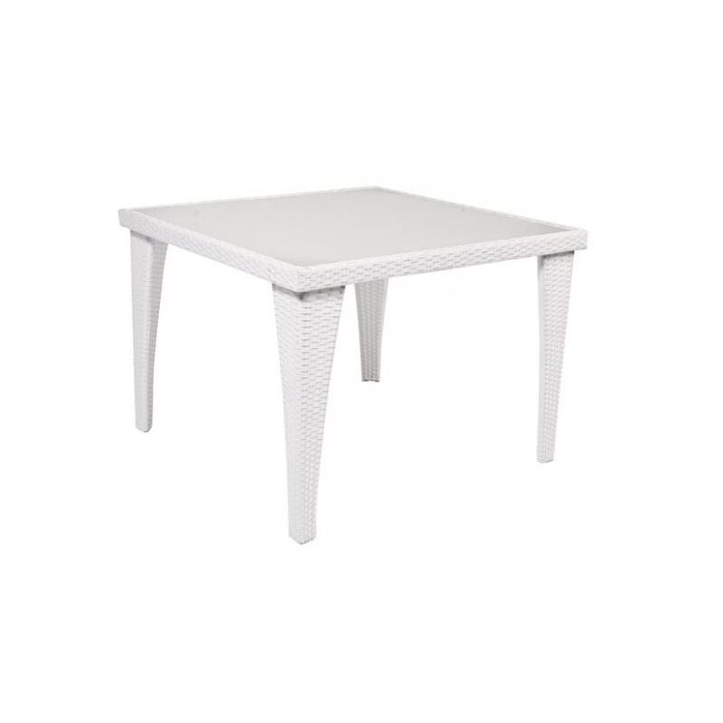 foto del prodotto set tavolo 4 sedie wiker colore bianco