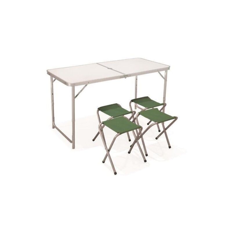 foto del prodotto set tavolo a valigetta con quattro sgabelli 120x6