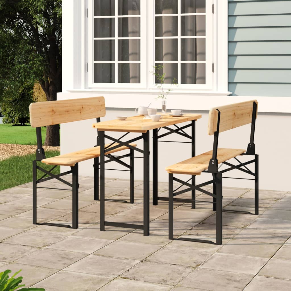 foto del prodotto set tavolo birreria pieghevole 3 pz in legno massello di abetecod mxl 81926