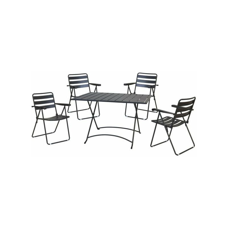 foto del prodotto set tavolo con 4 sedie da esterno pieghevoli in metallo antracite, fredi remy