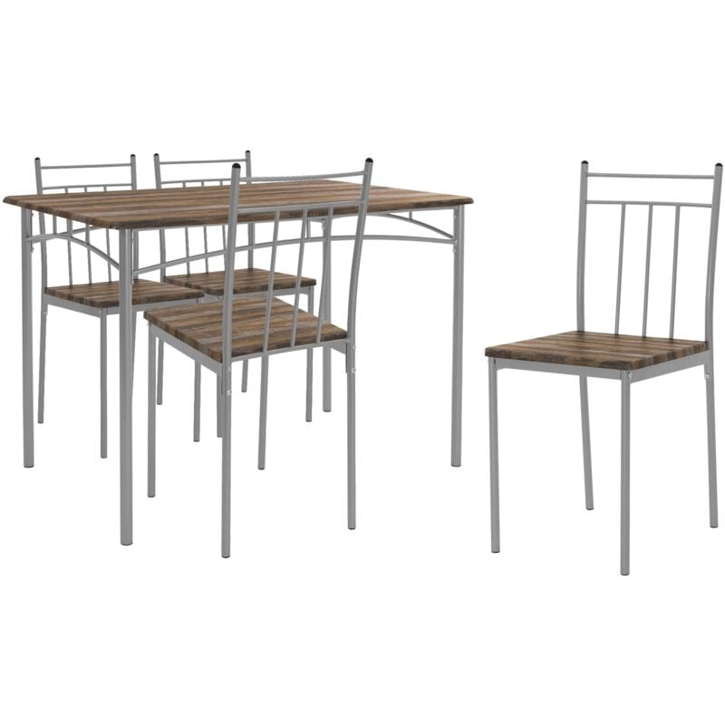 foto del prodotto set tavolo con 4 sedie per sala da pranzo in legno mdf marrone naturale per la cucina gambe in metallo materiale per il montaggio incluso assemblagio