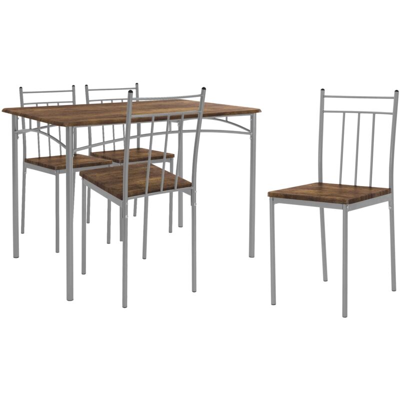 foto del prodotto set tavolo con 4 sedie per sala da pranzo in legno mdf marrone vintage per la cucina gambe in metallo materiale per il montaggio incluso assemblagio