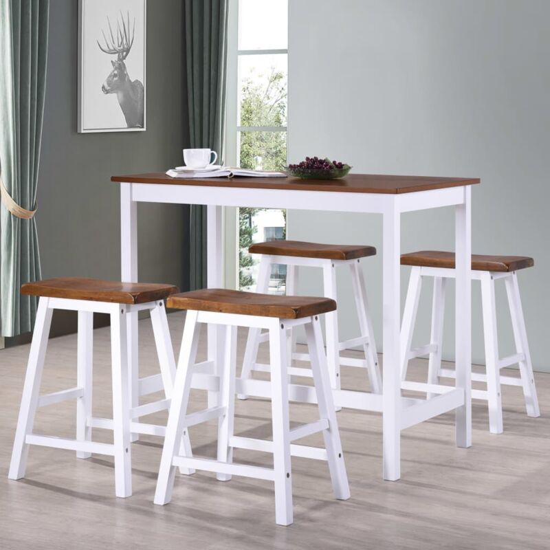 foto del prodotto set tavolo da bar e sgabelli 5 pz in legno massello