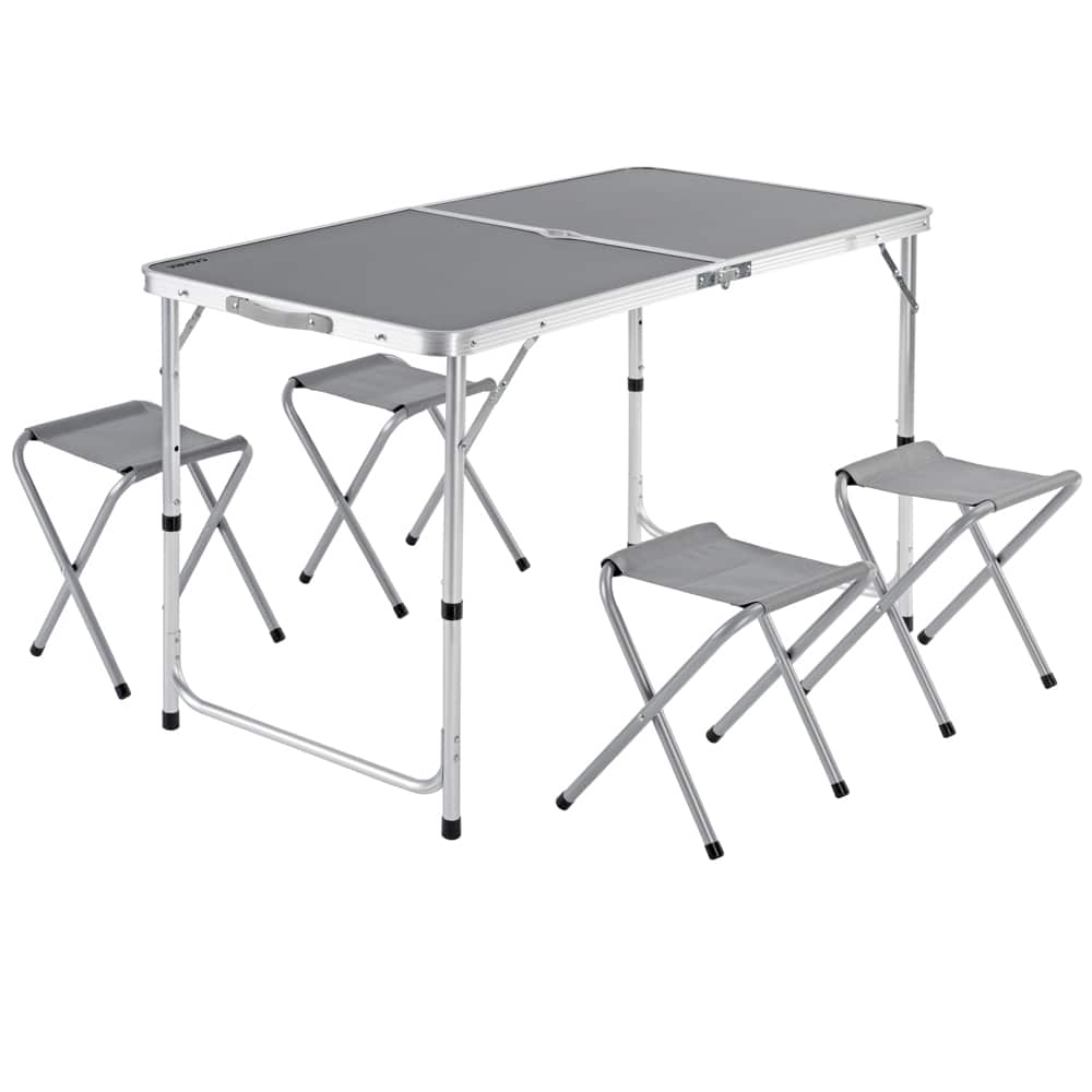 foto del prodotto set tavolo da campeggio con sedute alluminio grigio