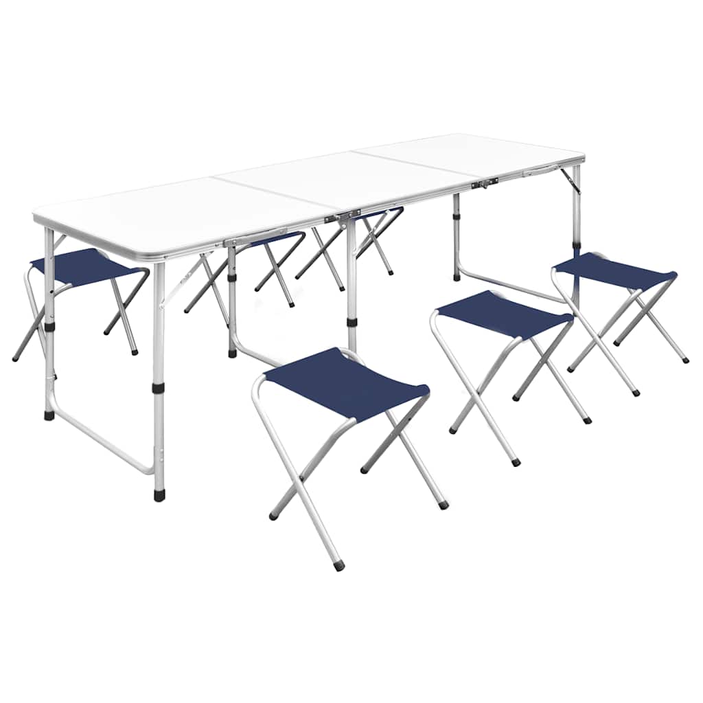 foto del prodotto set tavolo da campeggio pieghevole 6 sedie regolabili 180x60 cm cod mxl 43096