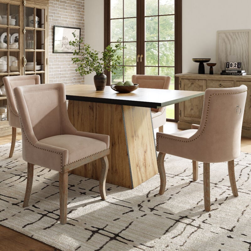foto del prodotto set tavolo da pranzo 5 pezzi , tavolo da pranzo e 4 sedie 138,5 x 80 cm, tavolo da pranzo moderno con venature del legno, tavolo da pranzo per