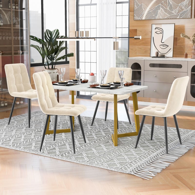 foto del prodotto set tavolo da pranzo con 4 sedie da 46 pollici, tavolo da pranzo rettangolare, set tavolo da cucina moderno, sedia da pranzo, sedia da cucina in