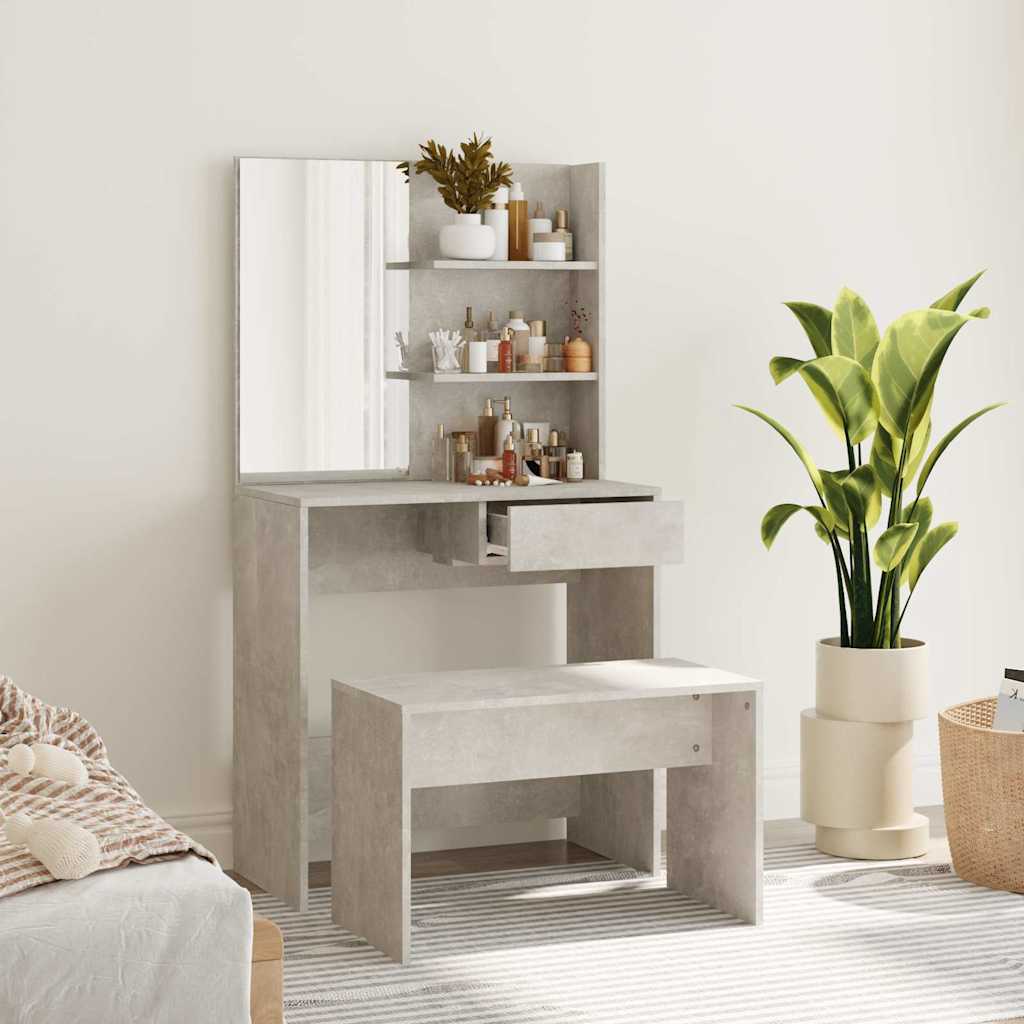 foto del prodotto set tavolo da toeletta grigio cemento 74,5x40x141 cm cod mxl 78612