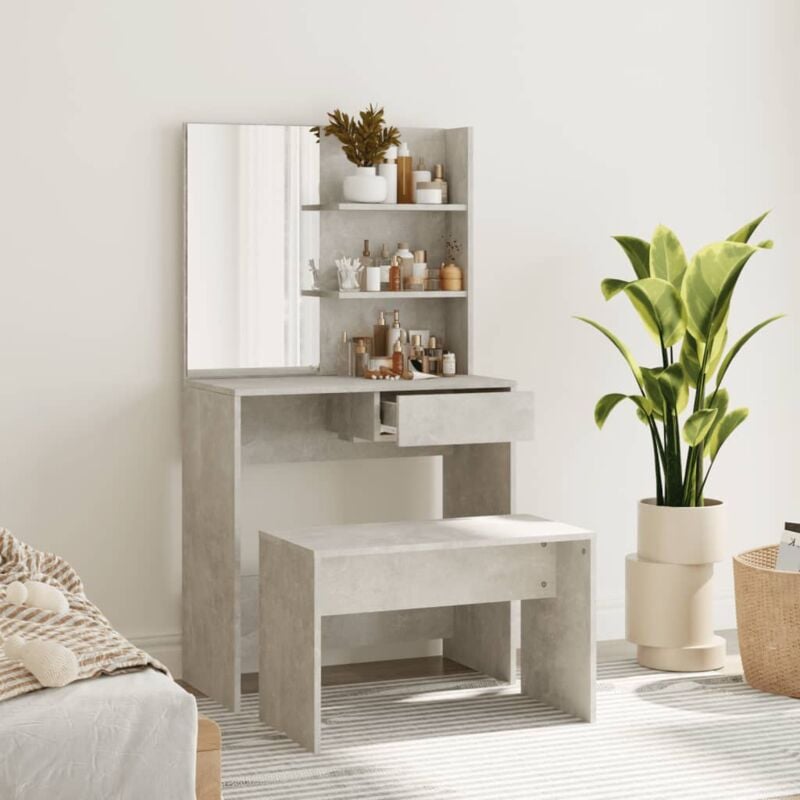 foto del prodotto set tavolo da toeletta grigio cemento 74,5x40x141 cm vidaxl
