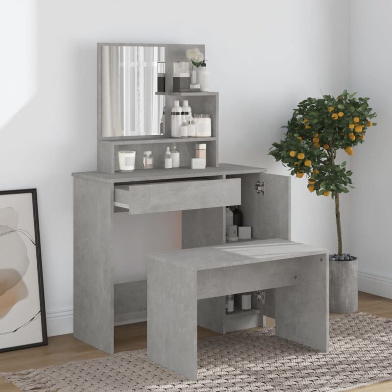 foto del prodotto set tavolo da toeletta grigio cemento 86,5x35x136 cm vidaxl