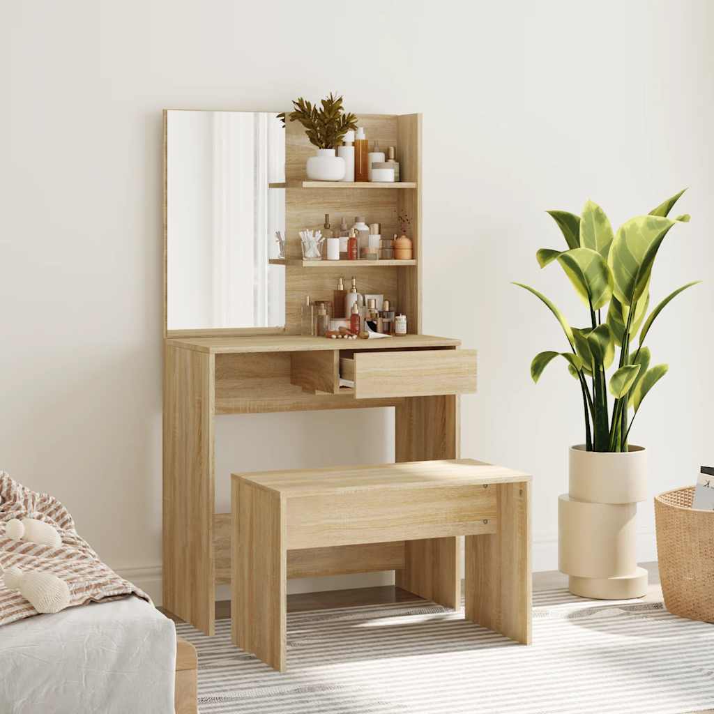 foto del prodotto set tavolo da toeletta rovere sonoma 74,5x40x141 cm vidaxl