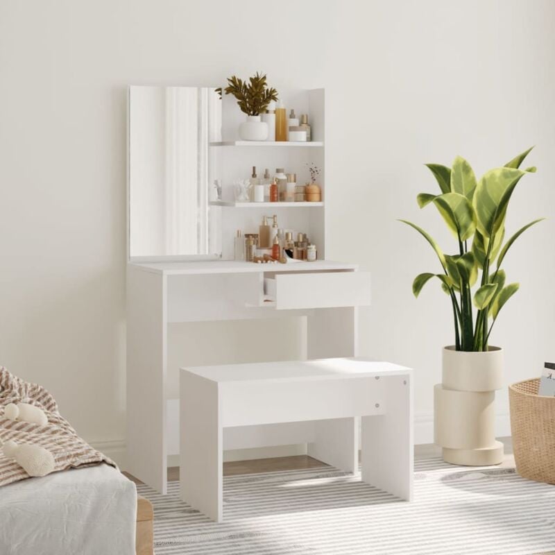 foto del prodotto set tavolo da toletta con sgabello 74 5x40x141 cm disponibili vari colori colore bianco