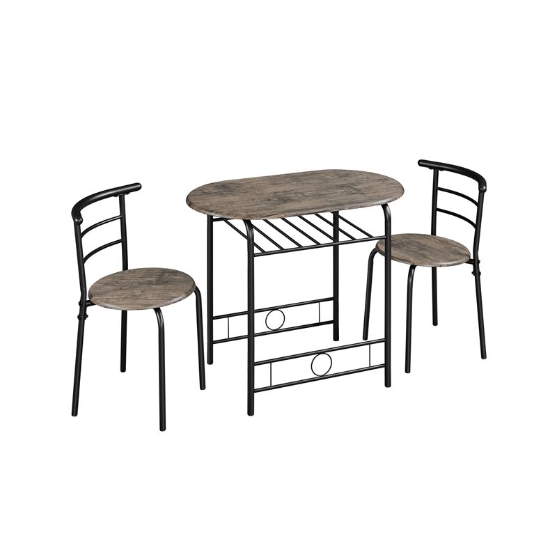 foto del prodotto set tavolo e 2 sedie sala da pranzo cucina mobili da bar in legno e metallo sedia portata 136 kg marrone yaheetech