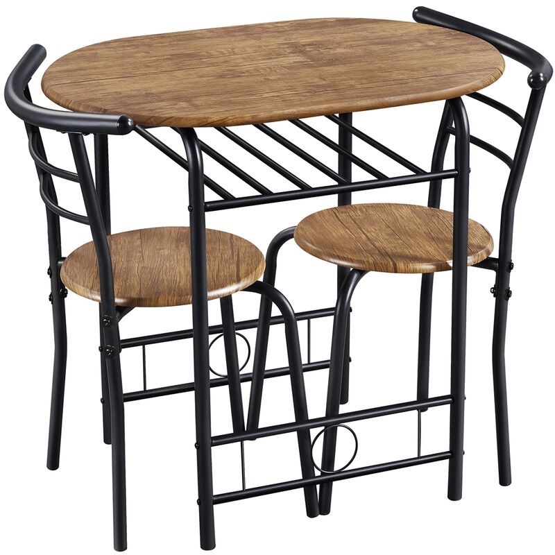foto del prodotto set tavolo e 2 sedie sala da pranzo cucina salvaspazio moderno set mobili da balcone bar per 2 persone in legno e metallo sedia portata 136 kg