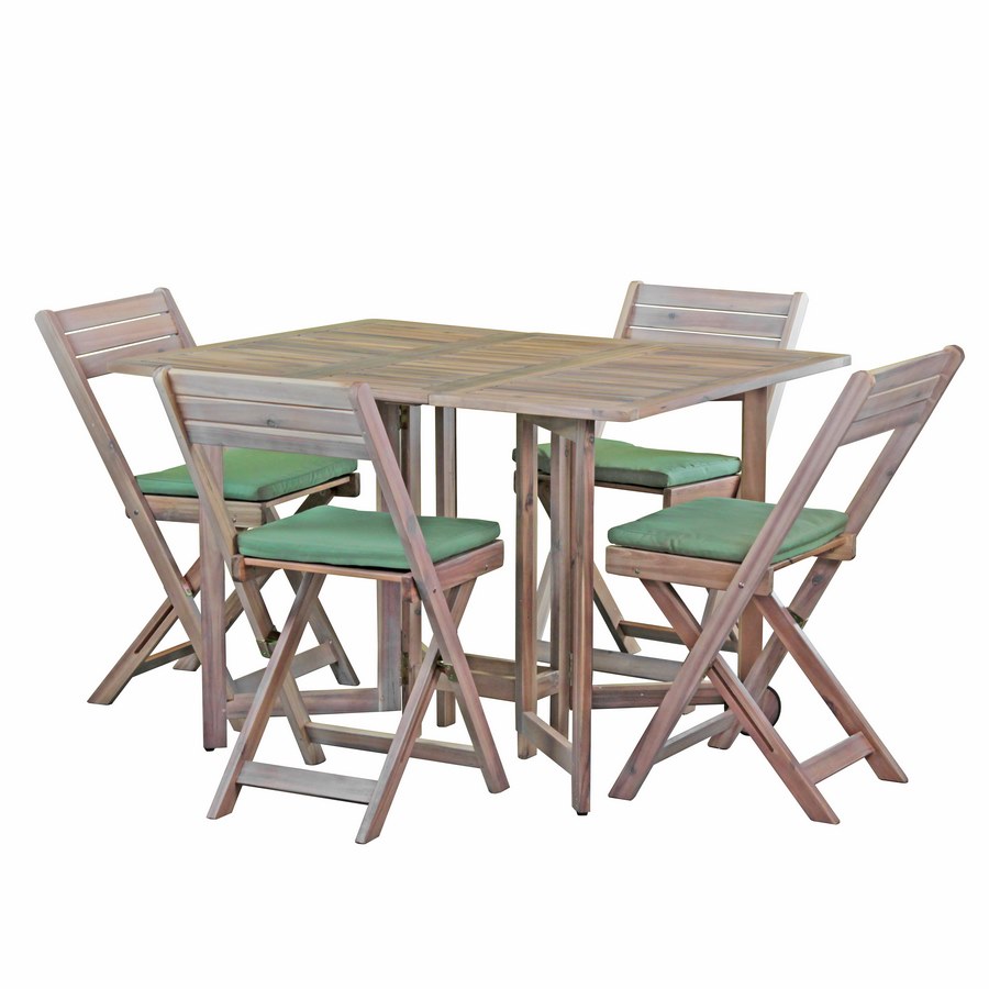 foto del prodotto set tavolo e 4 sedie da esterno in legno richiudibile 110x90 cm vittoria lux