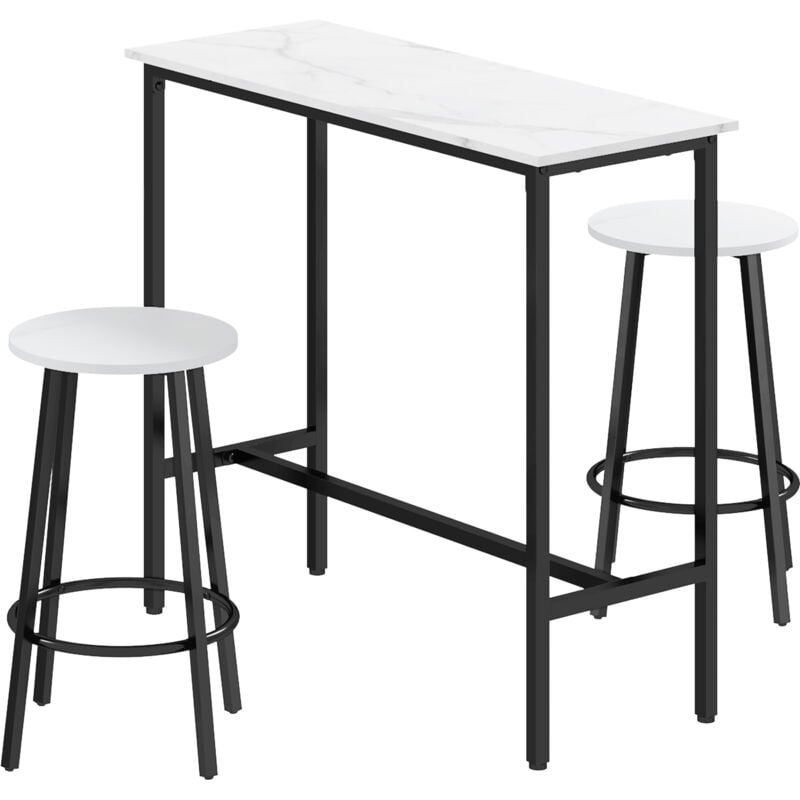 foto del prodotto set tavolo e sedie 3pz in truciolato mdf e acciaio bianco e nero homcom