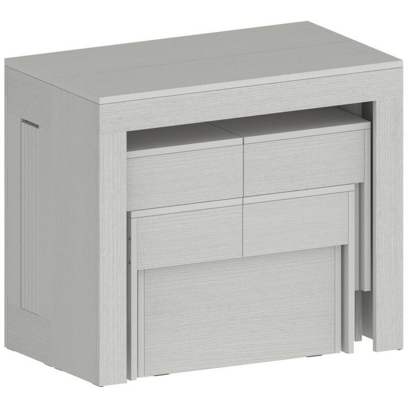 foto del prodotto set tavolo e sedie auditore, composizione multiuso, set con consolle e 2 panche allungabili, 100 made in italy, 66x25h45 cm, bianco dmora