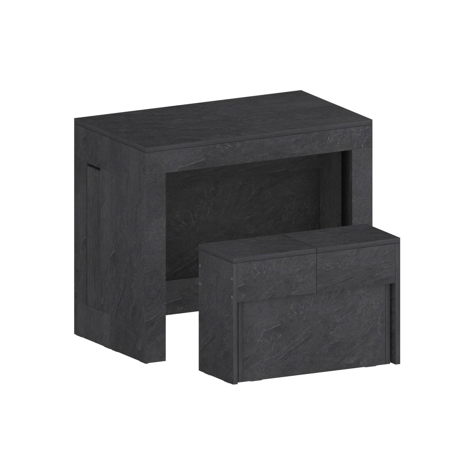 foto del prodotto set tavolo e sedie badesi, composizione multiuso, set con consolle e 1 panca allungabili, 100 made in italy, 66x25h45 cm, ardesia