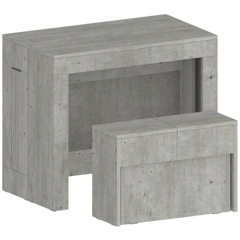 foto del prodotto set tavolo e sedie badesi, composizione multiuso, set con consolle e 1 panca allungabili, 100 made in italy, 66x25h45 cm, cemento dmora