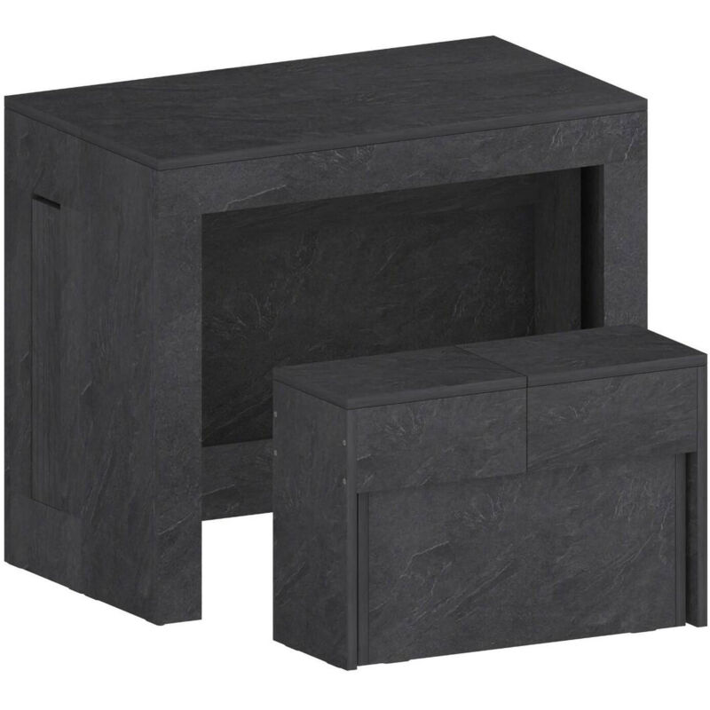 foto del prodotto set tavolo e sedie crispin, composizione multiuso, set con consolle e 1 panca allungabili, 100 made in italy, 66x25h45 cm, ardesia, con imballo