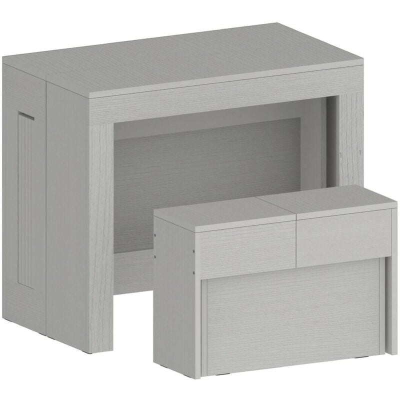 foto del prodotto set tavolo e sedie crispin, composizione multiuso, set con consolle e 1 panca allungabili, 100 made in italy, 66x25h45 cm, bianco, con imballo