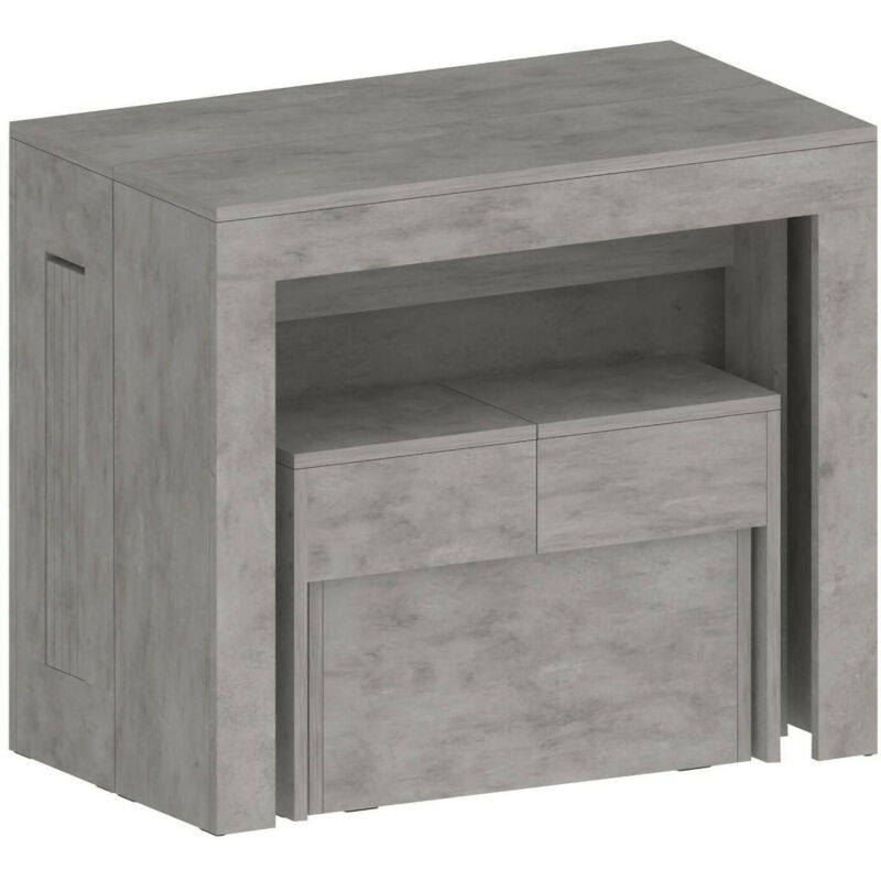 foto del prodotto set tavolo e sedie crispin, composizione multiuso, set con consolle e 1 panca allungabili, 100 made in italy, 66x25h45 cm, grigio, con imballo