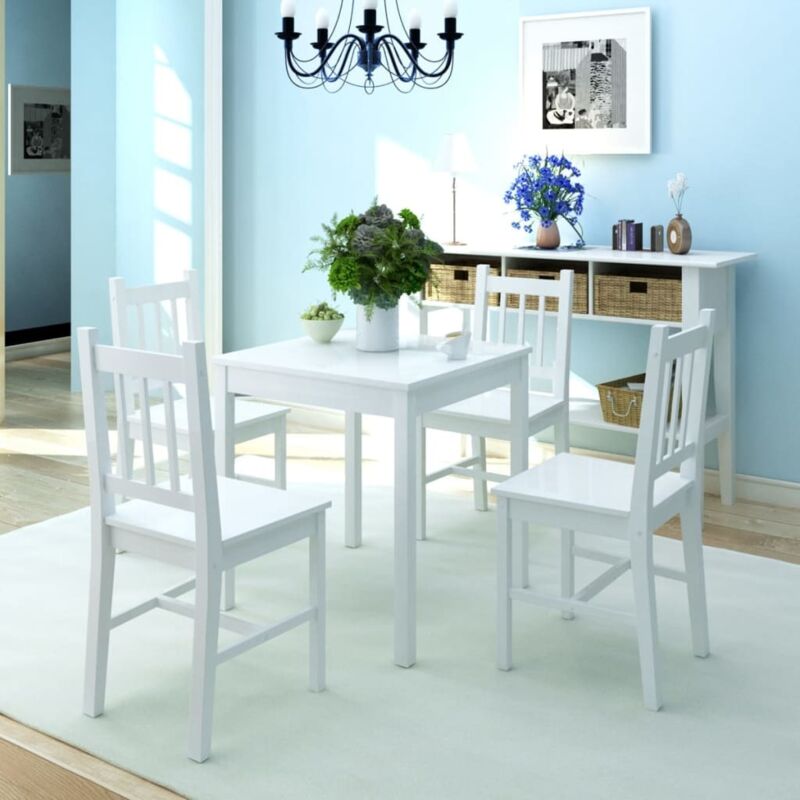 foto del prodotto set tavolo e sedie da pranzo per cucina stile rustico bianco vari modelli modelli 5 pz