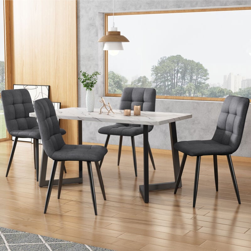 foto del prodotto set tavolo e sedie tavolo da pranzo rettangolare 117 x 68 cm 4 sedie da pranzo , velluto, grigio scuro, c